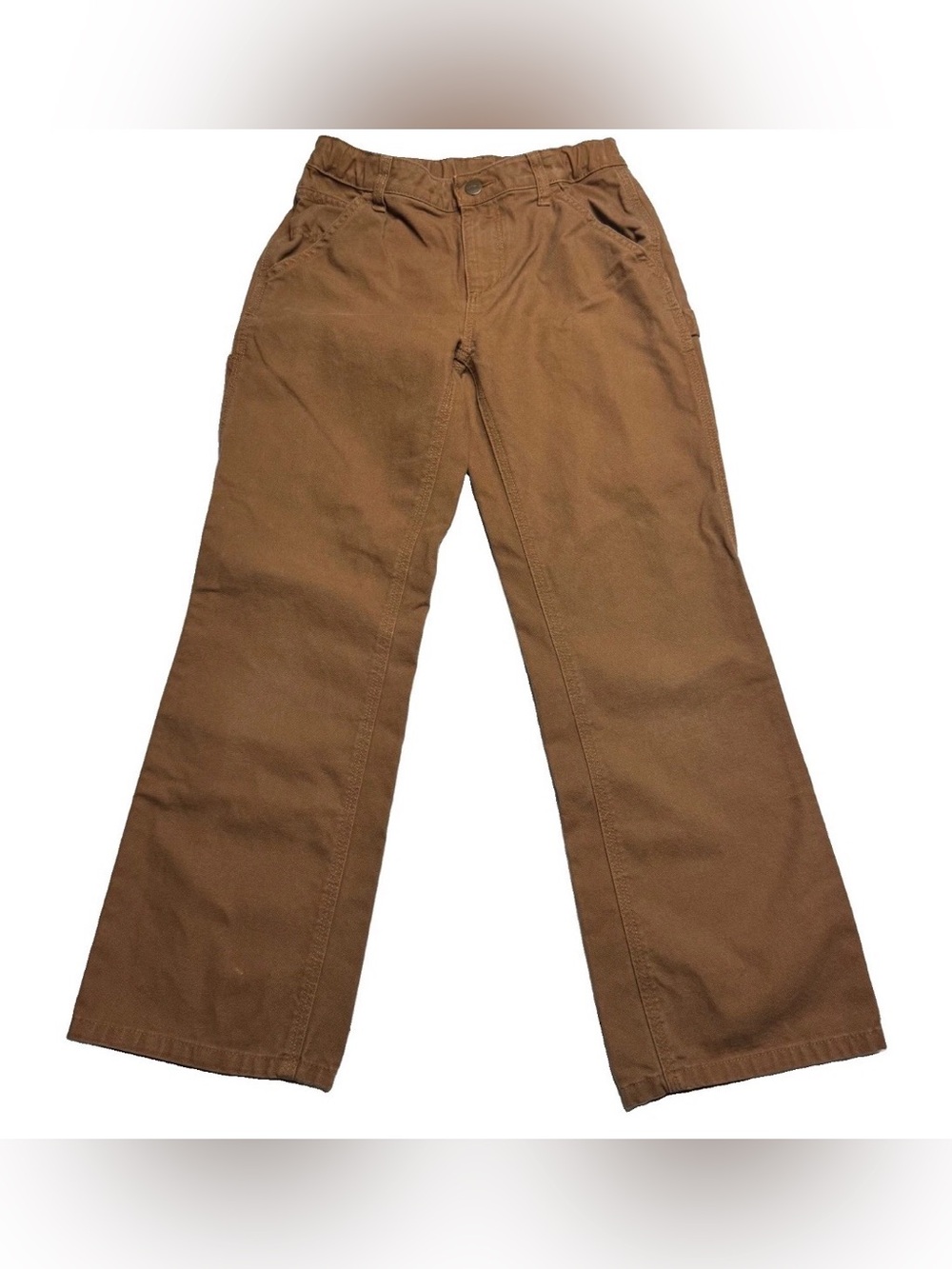 Carhartt Kids' Canvas Dungaree Carpenter Pant In Carhartt Brown Size: 12 Youth